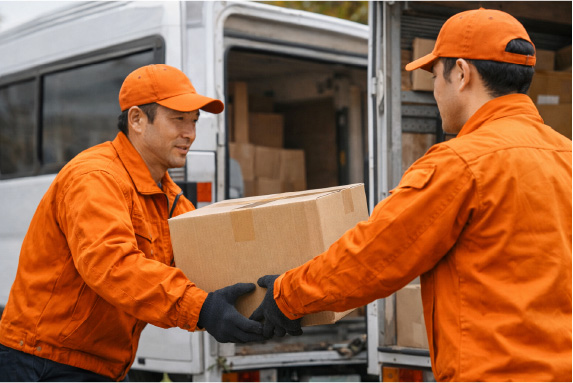 丁寧な仕分け作業